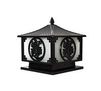 HXYSXHJUO Lámpara de Columna Exterior con Acabado de latón/latón, Resistente al Agua IP65, de Aluminio, Estilo japonés, para jardín, Patio, Pilar, farolero Cuadrado de Vidrio Esmerilado, ped