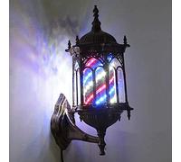 HXYSXHJUO Lámpara de Pared LED giratoria con Forma de Poste de barbero - Letrero de salón de Belleza Exterior Estilo Bronce Retro con Tiras LED Impermeables Rojas, Blancas y Azules de 19,6/2