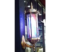 HXYSXHJUO Lámpara de Pared LED giratoria con Forma de Poste de barbero - Letrero de salón de Belleza Exterior Estilo Bronce Retro con Tiras LED Impermeables Rojas, Blancas y Azules de 19,6/2
