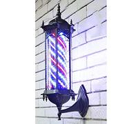 HXYSXHJUO Lámpara de Pared LED giratoria con Forma de Poste de barbero - Letrero de salón de Belleza Exterior Estilo Bronce Retro con Tiras LED Impermeables Rojas, Blancas y Azules de 19,6/2