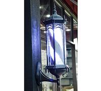 HXYSXHJUO Lámpara de Pared LED giratoria con Forma de Poste de barbero - Letrero de salón de Belleza Exterior Estilo Bronce Retro con Tiras LED Impermeables Rojas, Blancas y Azules de 19,6/2