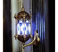HXYSXHJUO Lámpara de Pared LED giratoria con Forma de Poste de barbero - Letrero de salón de Belleza Exterior Estilo Bronce Retro con Tiras LED Impermeables Rojas, Blancas y Azules de 19,6/2