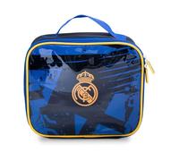Hy-Pro Bolsa de almuerzo con licencia oficial del Real Madrid CF - Aislada, portátil, producto del Real Madrid, gran idea de regalo de fútbol, perfecta para la escuela o el trabajo, negro/azul, negro