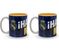Hy-Pro Taza oficial del Real Madrid CF de 325 ml, de cerámica, apta para lavavajillas, apta para microondas, para bebidas calientes, té y café, mercancía del Real Madrid, idea de regalo de fútbol para