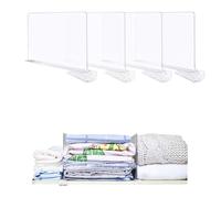 Hyacinthy 4 pcs separadores acrílico, armarios con separadores de estantes Transparentes, clasificadores, Shelf dividers Organizador de cajones, Dormitorio, Oficina de Cocina, Almacenamiento de Ropa