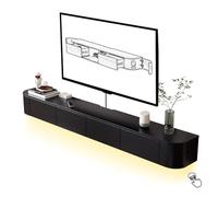 HYANXUE Mesa flotante para televisor, soporte de TV montado con puertas abatibles y puerta lateral, mueble para TV con espacio de almacenamiento debajo del televisor para dormitorio, sala de estar