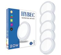 Hybec - Downlight LED Techo Superficie 20W, Focos LED Interior Techo, Downlight Superficie, Plafón LED, Blanco Neutro 4000K (Pack 5)