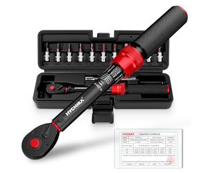 HYCHIKA Juego de 13 Llaves Dinamométricas 1/4" 5-25Nm, Precisión ±2%, Set Llave Dinamométrica Bicicleta 72 Dientes con Alargue, Bits y Estuche.
