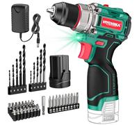HYCHIKA - Juego de destornilladores y taladros inalámbricos de 16,8 V, motor sin escobillas, 45 Nm Max, 23+1 par de giro, 53 piezas, 2 velocidades, luz LED, batería de 1500 mAh, destornillador