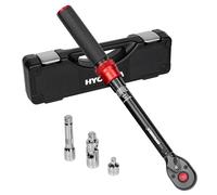 HYCHIKA Llave Dinamométrica, 3/8 de Pulgada 10-60Nm, Precisión ±2%, 72 Dientes, Dinamometrica con Adaptador de 3/8 a 1/4, Junta Universal, Barra de Extensión de 75mm para Coche, Moto, Bicicleta