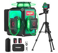 HYCHIKA Nivel Laser Autonivelante 360 Grados, Nivel Láser con Trípode 12 Líneas, 1 x 360° Horizontal y 2 x 360° Verticales, 2 x 3000 mAh Batería, Control Remoto, Bolsa de tela, IP54