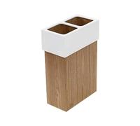 HYDIK Paragüero de Estilo japonés, Soporte para Paraguas de Madera Maciza, Organizador de Doble Tubo con Bandeja de Goteo extraíble para Pasillo (Madera, 50 x 34 x 18 cm)