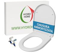 HYDRO HOME Asiento de inodoro compatible con City Sanindusa, Duroplast, bisagras ajustables redondas, fijación desde arriba, color blanco, fabricado en Italia (cierre amortiguador)