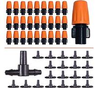 Hydrogarden 100pcs Micro Spray Goteadores de riego de Flujo Ajustable, Aspersor Ajustable de jardín Riego por Goteo Mister Heads con 3 tee Kit de Goteo de nebulización de riego