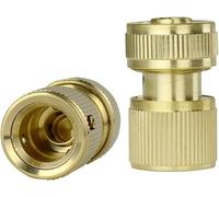 Hydrogarden 2 conectores de manguera de latón para manguera de conexión rápida, conector rápido de manguera de 1,27 cm para jardinería, riego del hogar, lavado de coches (Aquastop)