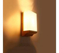 HYJAUSXB Aplique de Pared Europeo - Lámpara de Pared de Madera Moderna Minimalista con Pantalla de Cristal LED MI-NI, Farol de mesilla de Noche, iluminación Nocturna para salón, Colgante
