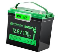 HYSINCERE Batería de litio LiFePO4 Mini de 12 V 100 Ah con LED, máx. 15000 ciclos y 100 A BMS inteligente, batería de ciclo profundo de 12 V, 1280 Wh, recargable para caravanas, camping, sistemas