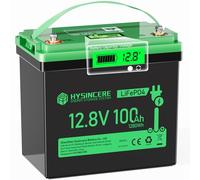 HYSINCERE Batteria Litio Mini LiFePO4 12V 100Ah con LED, 100A Intelligente BMS & MAX. 15000 cicli, 12 Volt Deep Cycle 1280 WH ricaricabile per Camper, campeggio, sistemi a casa solare, barche