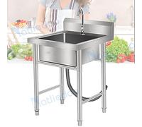 HYSOPSPX Fregadero de Cocina de Acero Inoxidable 304 con Grifo, Independiente, de un Solo Seno, para baño, Interior, Exterior, Restaurante o Estilo rústico, 50 cm/60 cm.