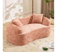 HYSZ Boneless - Sofá cama de 2 plazas, curvado, con reposabrazos y 2 almohadas, tela de chenilla, sin montaje, para espacios pequeños, salón, dormitorio, 170 x 87 x 65 cm (rosa)