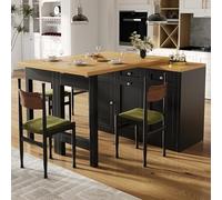 HYSZ Mesa de bar extensible, mesa de bar, aparador móvil, mesa alta, isla de cocina con cajón y bandeja para aperitivos, soporte para cubo de basura extraíble, para cocina, comedor, 120-200 × 40 ×