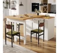 HYSZ Mesa de bar extensible, mesa de bar, aparador móvil, mesa alta, isla de cocina con cajón y bandeja para aperitivos, soporte para cubo de basura extraíble, para cocina, comedor, 120-200 × 40 ×