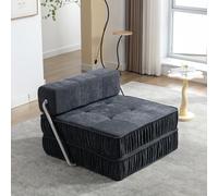 HYSZ Sofá con función de dormir, sofá cama, sofá individual, sofá plegable, sillón futón, silla de lectura, cojín trasero extraíble, para salón, apartamento, habitación pequeña, 92 × 92 × 64 cm (gris)