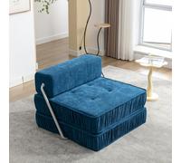 HYSZ Sofá con función de dormir, sofá cama, sofá individual, sofá plegable, sillón futón, silla de lectura, cojín trasero extraíble, para salón, apartamento, habitación pequeña, 92 × 92 × 64 cm (azul)