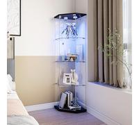 HYTKKBD Vitrina en Verre, 2 Couches, Vitrine Salon avec LED, Armoire de Collection Moderne en Verre, Vitrine pour Bureau, Objets de Coll, pour Salon, chambre à coucher, Bureau, negro