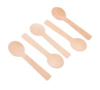 HYTROVE 100 Piezas Cucharas de Madera Desechables para Fiesta Mango Cómodo y Diseño Ahorrador de Esfuerzo, Color Beige Adecuado para Postres y Pasteles