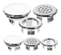 HYTROVE Anillo Accesorio Minimalista Plata de Desbordamiento del Lavabo de Plástico 6 Piezas, Fácil Instalación y Reemplazo para Decoración del Baño Hogar
