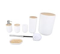 Hyuduo Juego de Accesorios de Baño de 6 Uds, Soporte Moderno para Escobilla de Baño de Material PP, Bote de Basura, Jabonera para Organización del Hogar