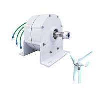 HYZHANHONG Alternadores AC sin Engranajes de imán Permanente de 3 Fases de 12000W 12V 24V 48V 220V Generadores de alternador AC de Baja Velocidad (con Base), 24V,Blanca,48V