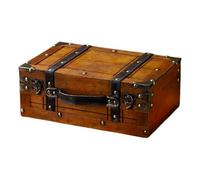 Hzoibyze Maleta de Madera de Diseño Vintage con Asa, Multiusos para, Fotos, Elegante Maleta Decorativa Y Joyero, 30x19.5x11.2cm