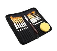 Hztyyier 15 Piezas Juego Pinceles de Pintura de Arte con Cuchillo de Paleta de Colores y Esponja y Bolsa de Lona Negra para Acuarela, acrílico, Pintura al óleo, Conjunto de Pinceles de Arte