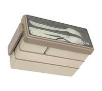 Hztyyier Box, Lonchera Apilable con 4 Compartimentos, Lonchera para Adultos de 3 Capas para el Trabajo y la Escuela (Caqui)