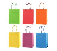 Hztyyier Paquete de 24 Bolsas de Colores íris con Asas, Bolsas de Papel Kraft para Regalos de Fiesta para Niños, Cumpleaños, Bodas, Navidad