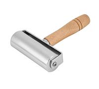 Hztyyier Rodillo de Mano de Acero al Carbono con Mango de Madera para Cuero, Herramienta de Alisado Profesional para Artesanía, Carpintería y Bricolaje, 10cm