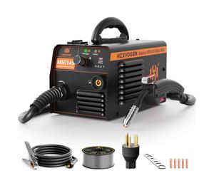HZXVOGEN 145A MIG máquina de soldadura MIG semiautomática sin gas soldadura de hierro sin gas soldador inversor portátil cable con núcleo fundente MIG145