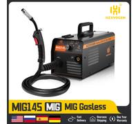 HZXVOGEN MIG145 máquina de soldadura MIG semiautomática sin Gas para soldadura de hierro sin Gas soldador inversor portátil cable con núcleo fundente MIG145