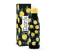 i-Drink Botella de Doble Pared Acero, Térmica. 500ml, Decoradas (Lemon)