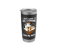I Just Want To Go Camping And With My Akita Inu Dog Lovers Vaso térmico de acero inoxidable de doble pared