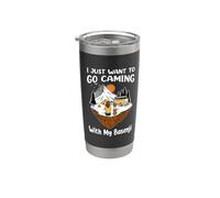 I Just Want To Go Camping And With My Basenji Dog Lovers Vaso térmico de acero inoxidable de doble pared