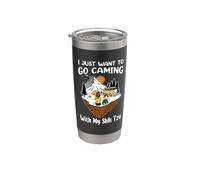 I Just Want To Go Camping And With My Shih Tzu Dog Lovers Vaso térmico de acero inoxidable de doble pared
