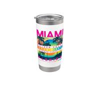 I Love Miami, Cool Miami Florida Colourful Sunrise Graphic Vaso térmico de acero inoxidable de doble pared