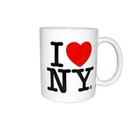 I Love New York Tazas coloridas - Tazas de doble cara I Love NY de 325 ml en colores amarillo, rosa, naranja, azul, morado, negro y blanco recuerdos (blanco)