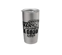 I Love Pizza, Cool Pizza Illustration Novelty Graphic Design Vaso térmico de acero inoxidable de doble pared