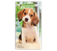 I Love Puppies | 2027-2028 3.5 x 6.5 Inch Two Year Monthly Pocket Planner Calendar | BrownTrout | Animals Dog Breeds Puppy