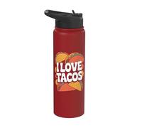 I Love Tacos Comida Mexicana Diversión Stainless Steel Insulated Water Bottle