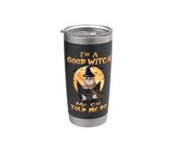I’m a Good Witch My Cat Told Me So Golden British Hallowwen Vaso térmico de acero inoxidable de doble pared